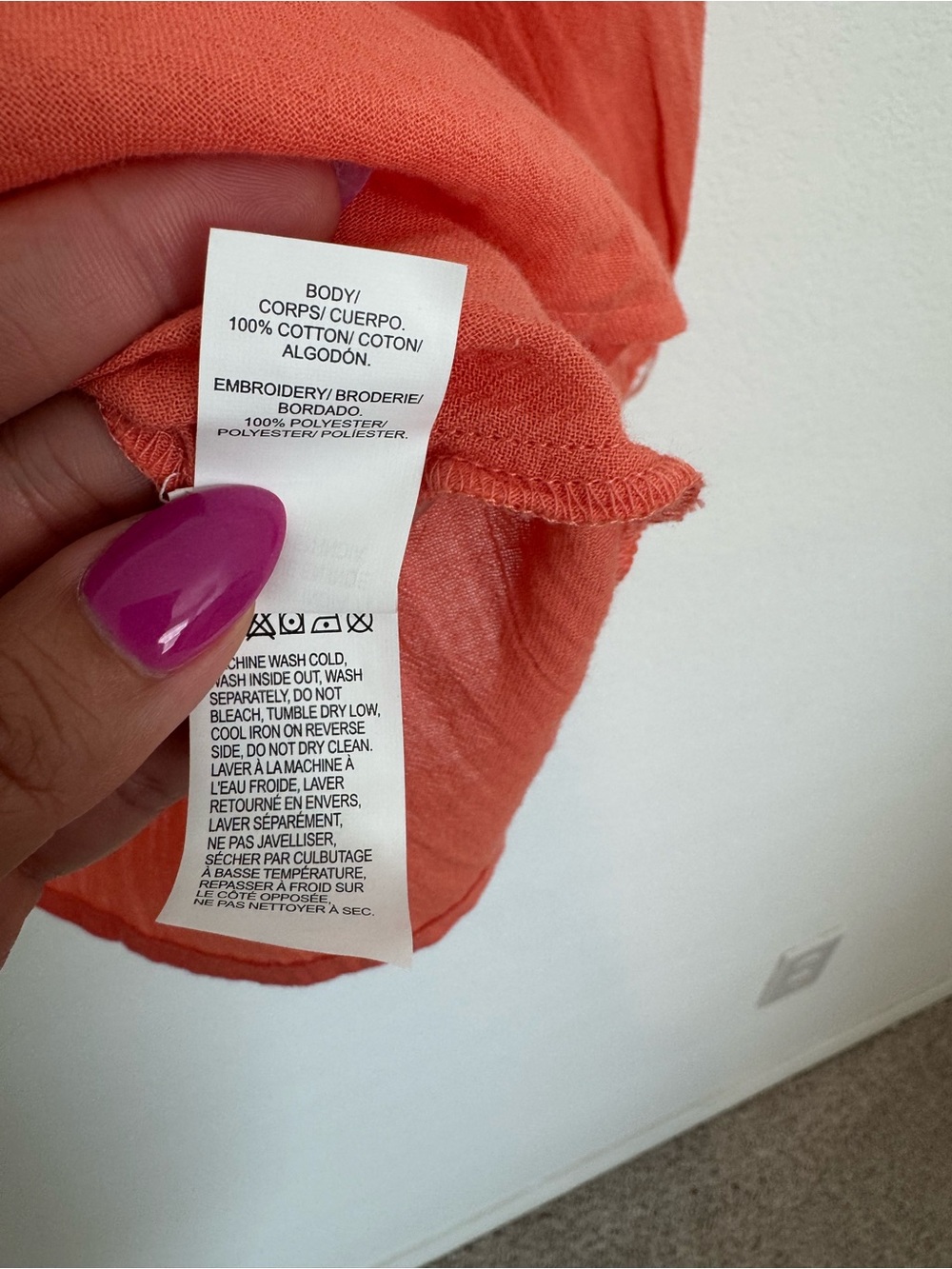 Lucky Brand Orange Boho Embroidered 3/4 Sleeve Cotton Blouse Top - Picture 4 of 11